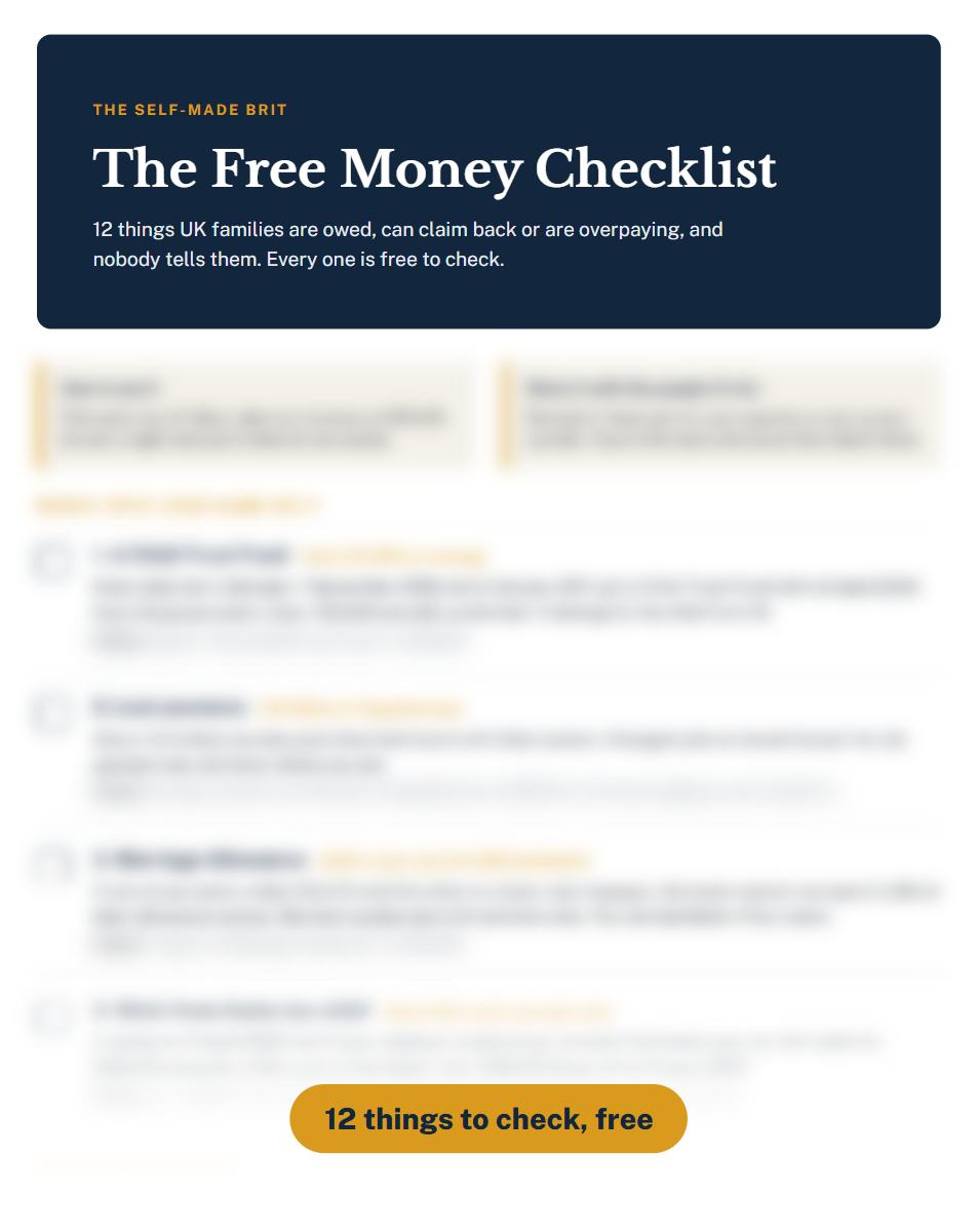 The first page of The Free Money Checklist